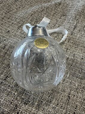 Vintage Lead Crystal Ball Ornament Star pattern Hand Cut 24% Czech Republic